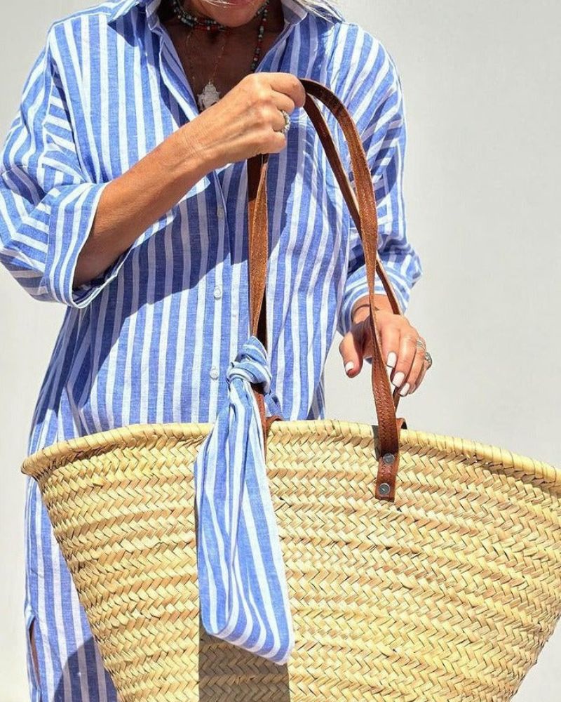 Suzanne | Shirt Dress Striped Three Quarter Sleeve