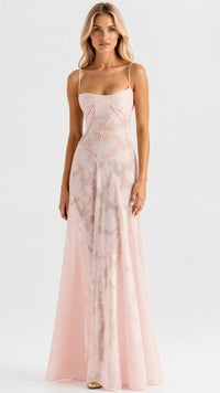 Hannah | Spaghetti Strap Maxi Dress with Square Neck