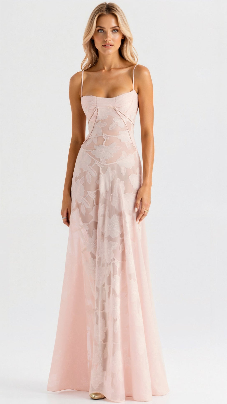 Hannah | Spaghetti Strap Maxi Dress with Square Neck