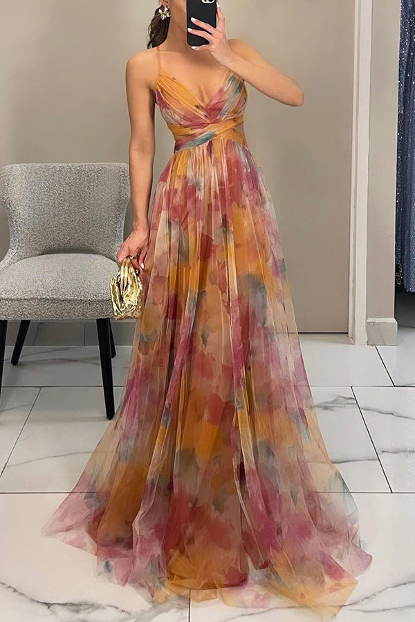 Lucia | Wedding Guest Maxi Dress Pleated Floral