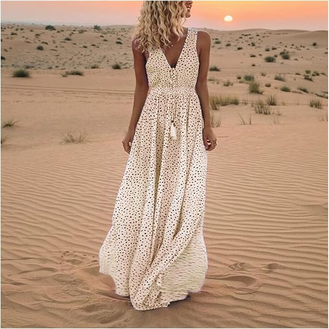 Genesis | Maxi Sundress Polka Dot V-Neck