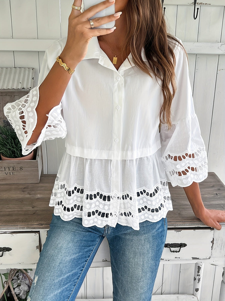 Annabelle | Blouse Embroidered Button-Front