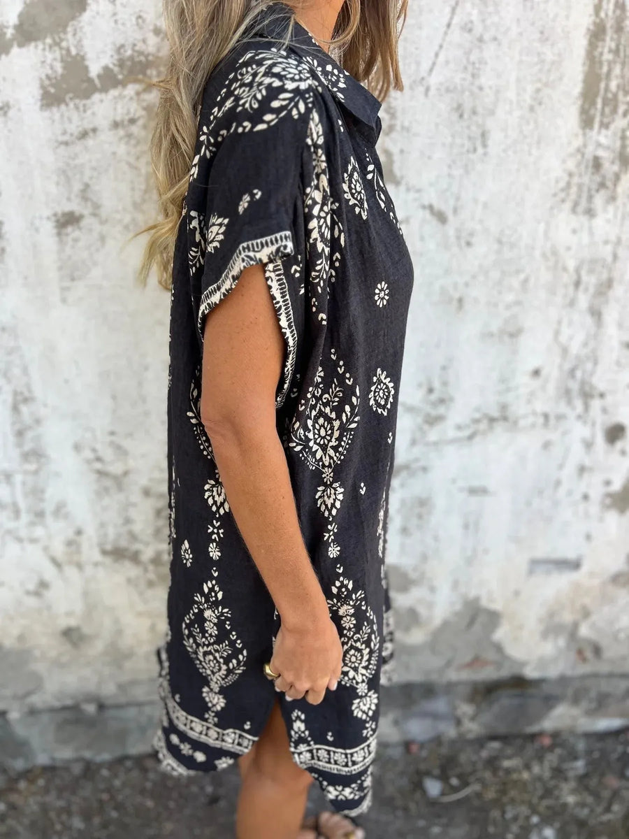 Olive |  Boho Dress Button-Front
