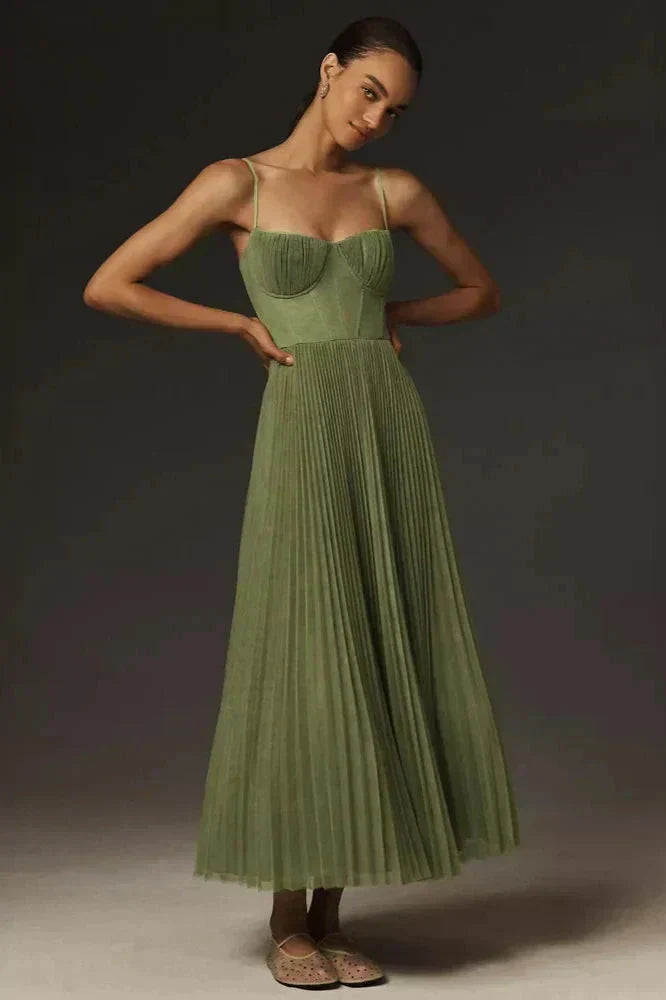 Charlotte | Wedding Guest Maxi Dress A-Line Pleated