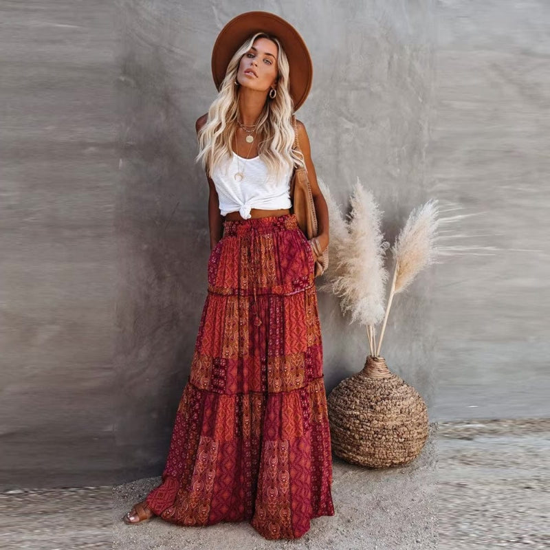 Esther | Tiered Maxi Skirt Floral Print