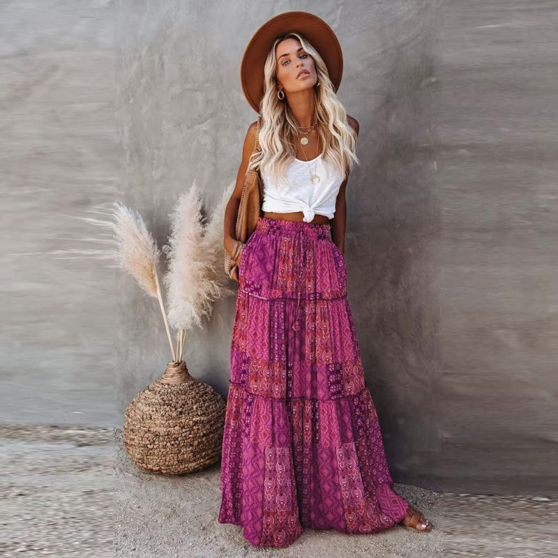 Esther | Tiered Maxi Skirt Floral Print