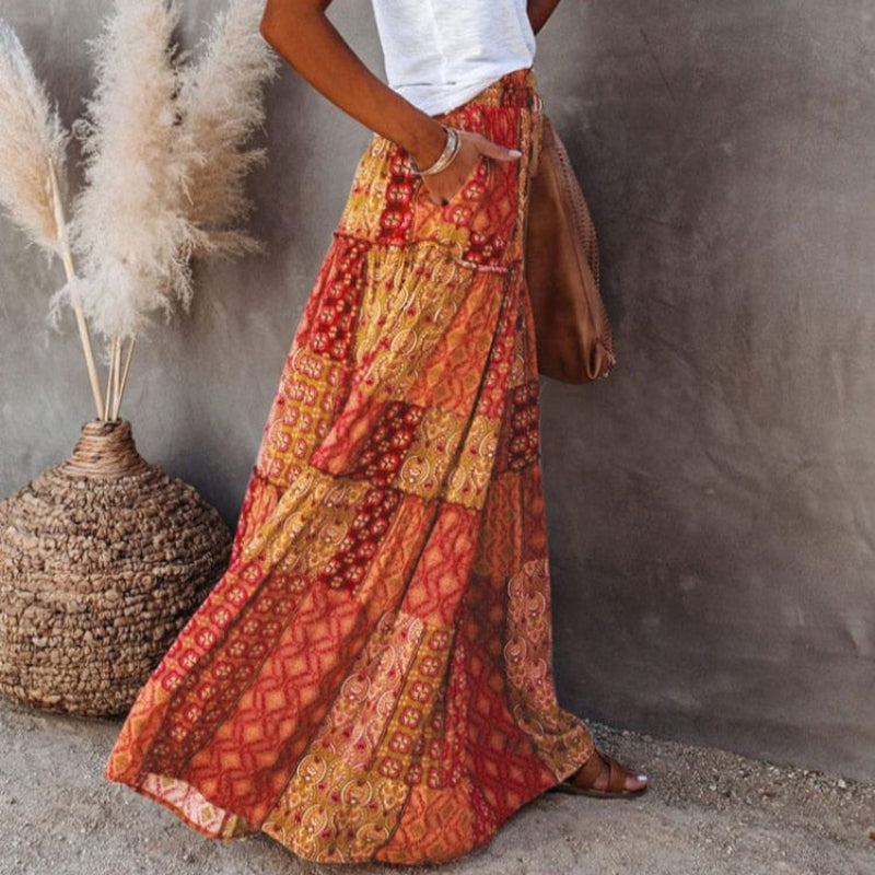 Esther | Tiered Maxi Skirt Floral Print