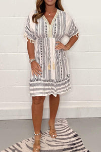 Briar | Boho Mini Dress Tassel V-Neck