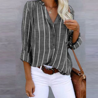 Natalie |  Striped Blouse Button-Front