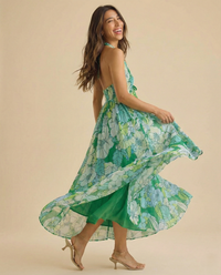 Wren | Halter Maxi Dress Smocked Floral
