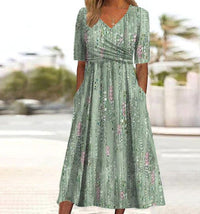 Lola | Floral Midi Dress A-Line V-Neck