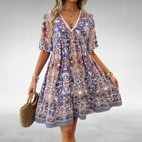 Faith | Boho Mini Dress Tiered V-Neck