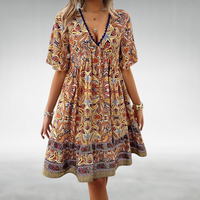 Faith | Boho Mini Dress Tiered V-Neck