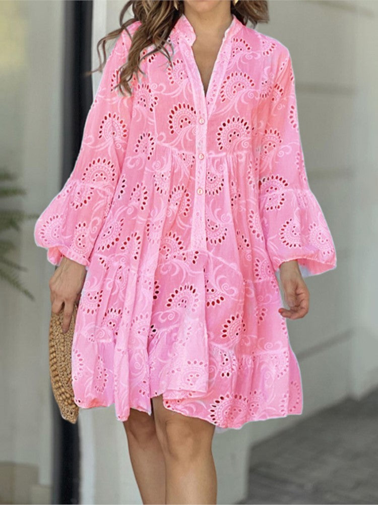 Maxine | Boho Mini Dress Button Front