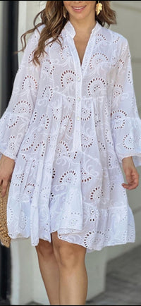 Maxine | Boho Mini Dress Button Front