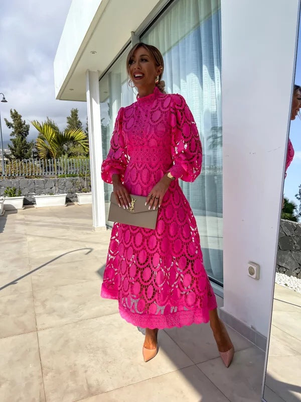 Roberta | Wedding Guest Midi Dress Long Sleeve