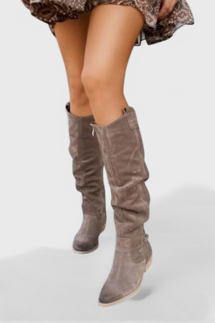 Faith | Orthopedic Slouch Knee High Boots with Side Zip and Low Heel