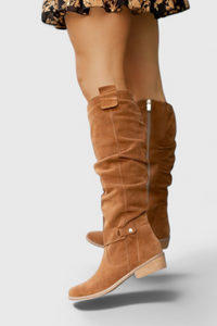 Faith | Orthopedic Slouch Knee High Boots with Side Zip and Low Heel