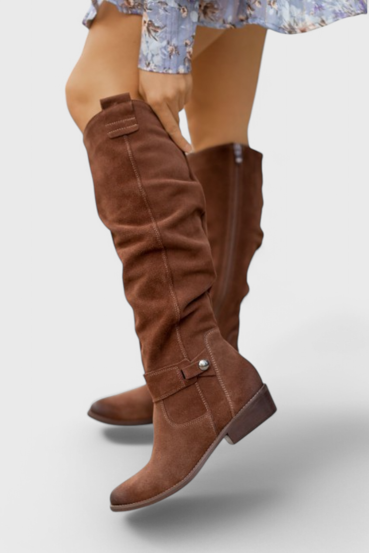 Faith | Orthopedic Slouch Knee High Boots with Side Zip and Low Heel