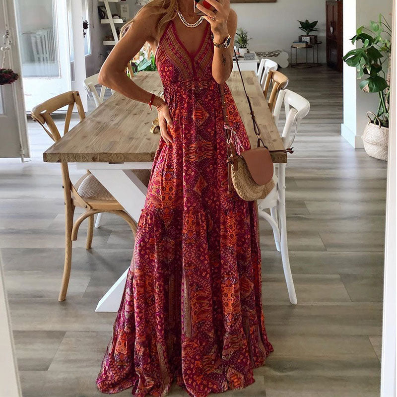 Pearl | Boho Maxi Sundress Halter V-Neck