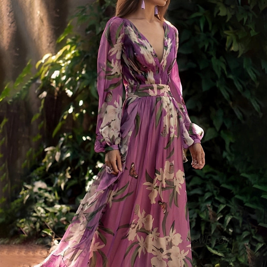 Rosa | Floral Maxi Dress Long Sleeve