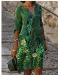 Emma | Floral Dress Notch Neckline