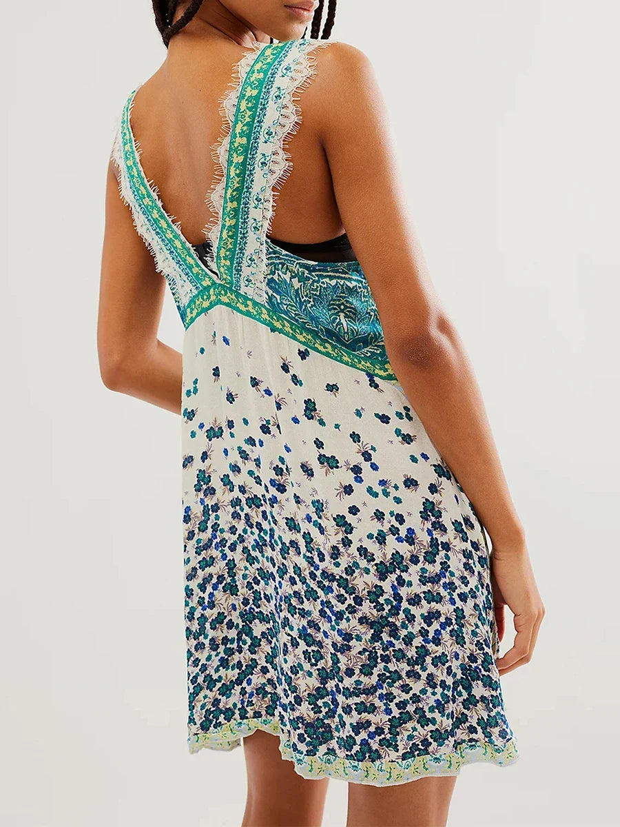 Ophelia | Boho Mini Sundress Lace Floral