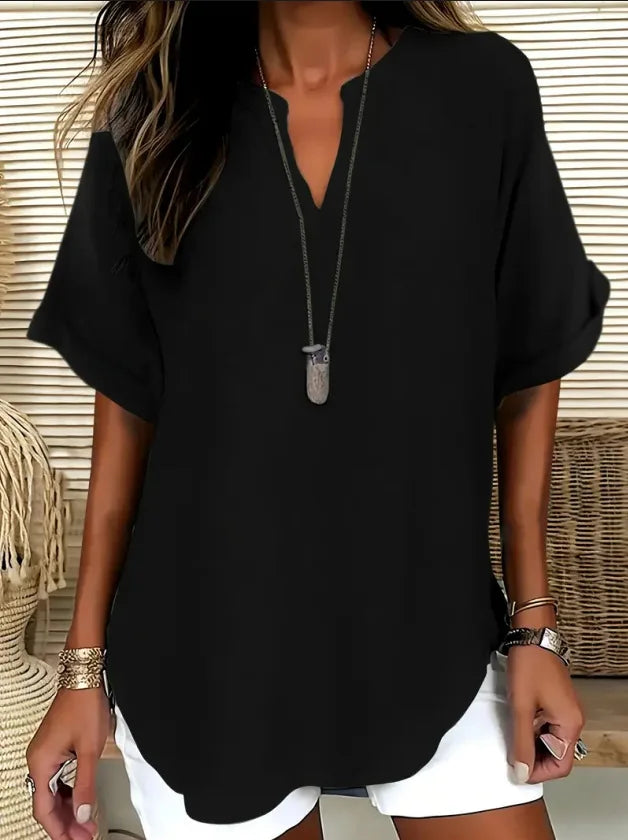 Veronica | Tunic Blouse Notched V-neck