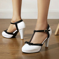 Genevieve | Comfortable Heels Orthopedic Cone T-Strap