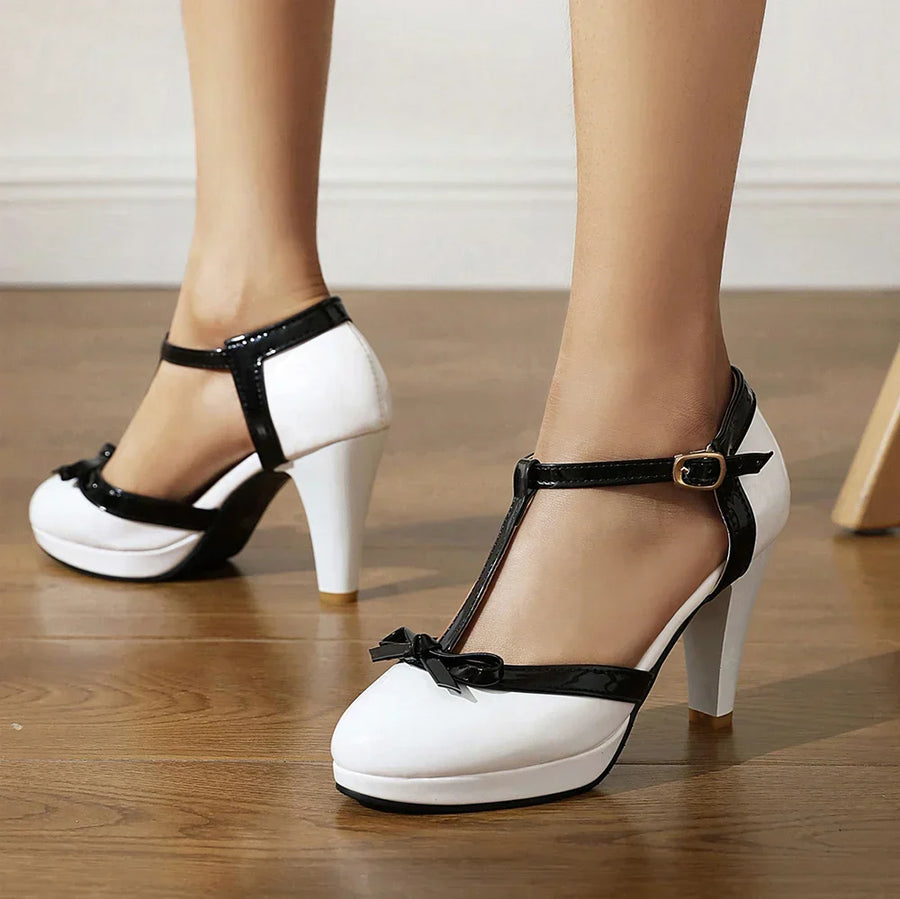 Genevieve | Comfortable Heels Orthopedic Cone T-Strap
