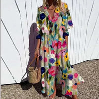 Molly | Floral Maxi Dress Long Sleeve V-Neck