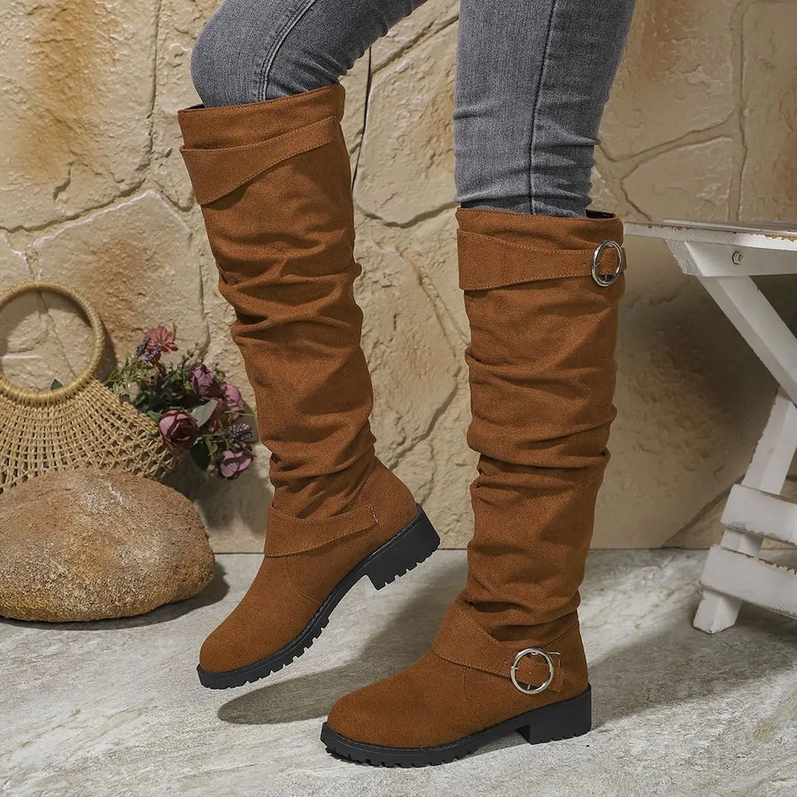 Rachel | Orthopedic Knee-High Boots with Ring Buckle Accents