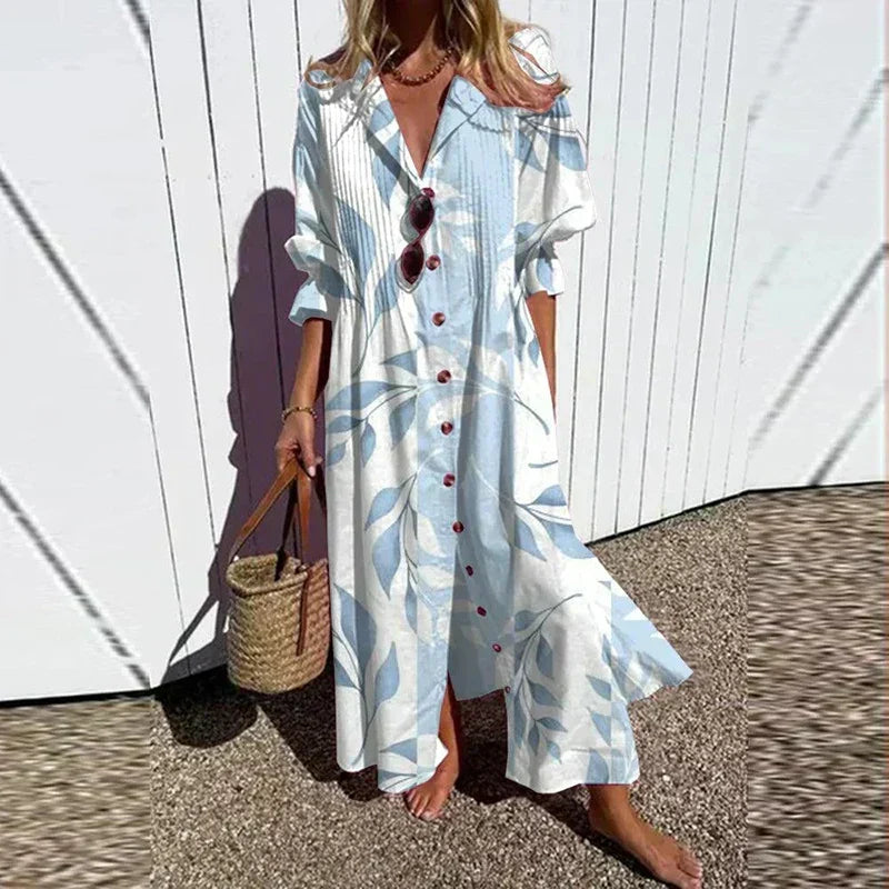 Molly | Floral Maxi Dress Long Sleeve V-Neck