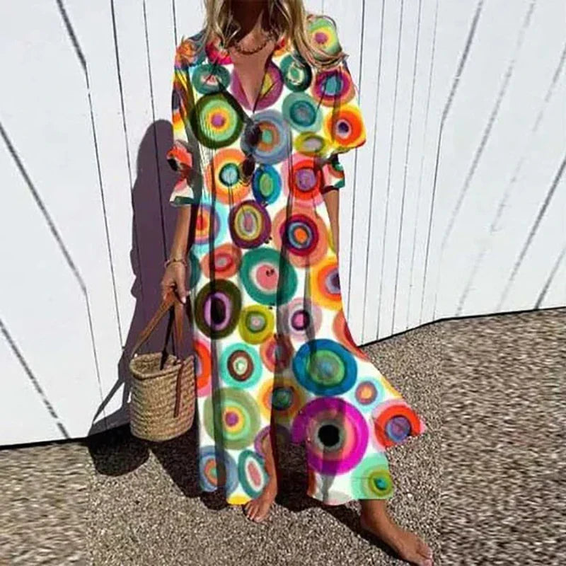 Molly | Floral Maxi Dress Long Sleeve V-Neck