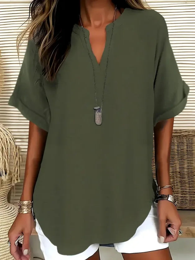 Veronica | Tunic Blouse Notched V-neck