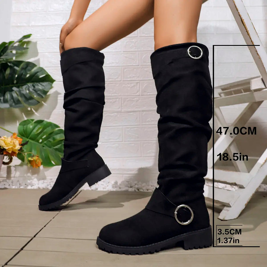 Rachel | Orthopedic Knee-High Boots with Ring Buckle Accents