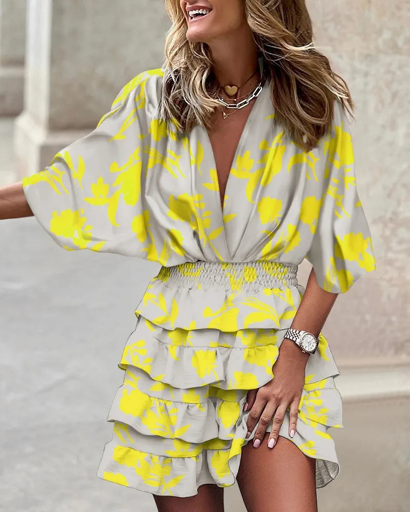 Kayla | Boho Mini Sundress V-Neck Tiered