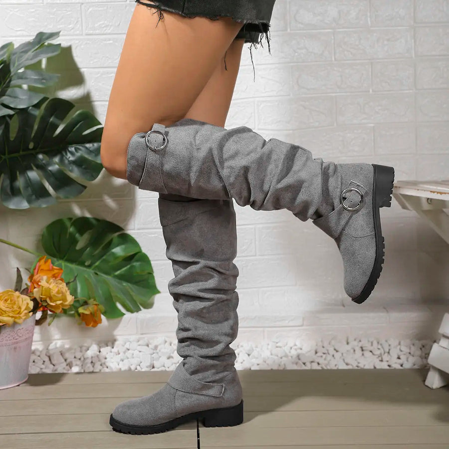 Rachel | Orthopedic Knee-High Boots with Ring Buckle Accents