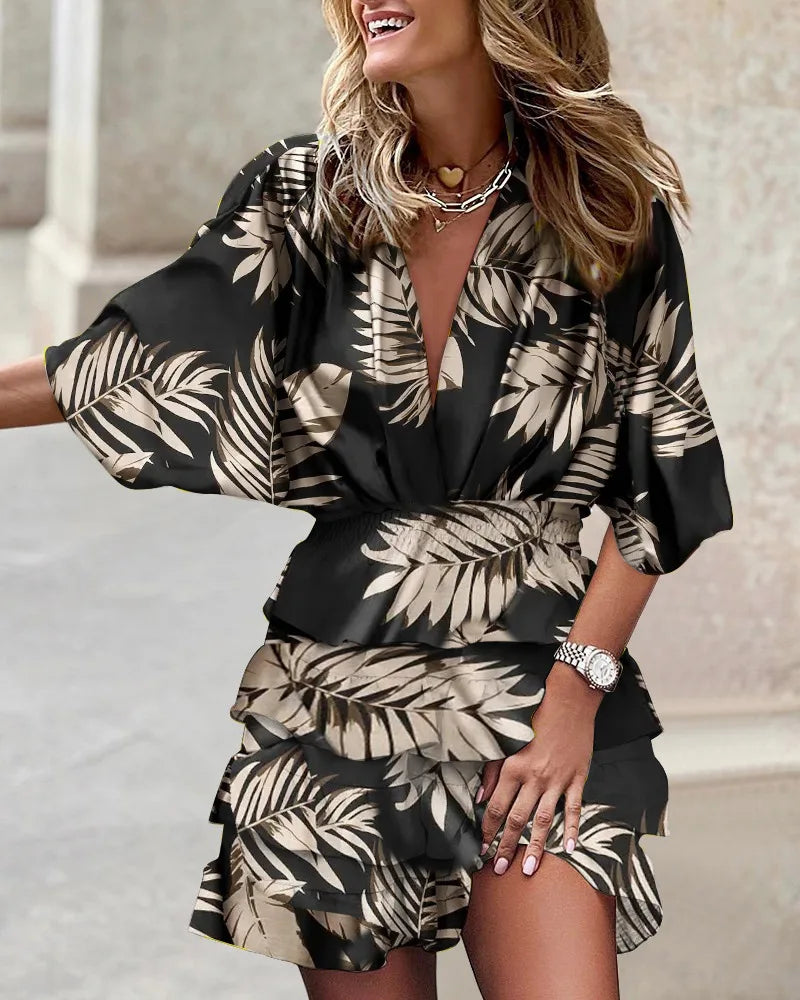 Kayla | Boho Mini Sundress V-Neck Tiered