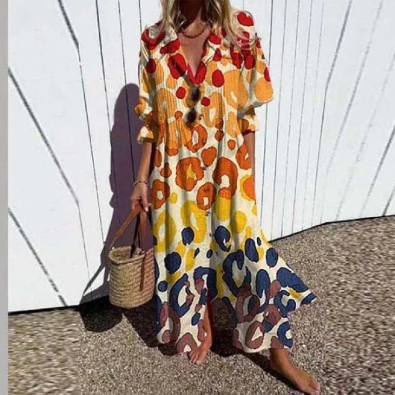 Molly | Floral Maxi Dress Long Sleeve V-Neck