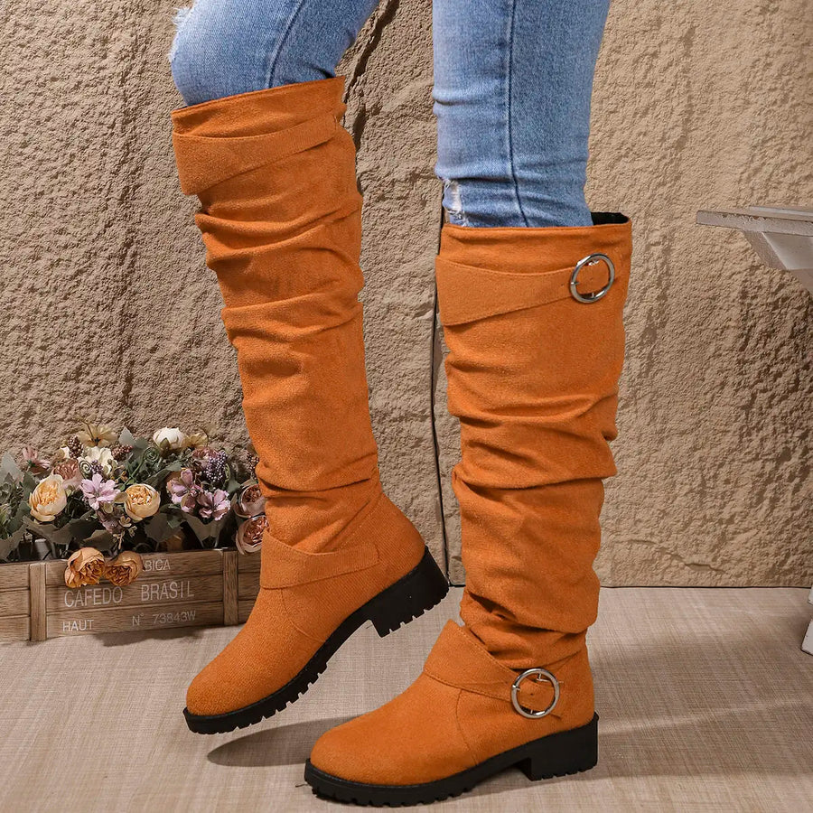 Rachel | Orthopedic Knee-High Boots with Ring Buckle Accents