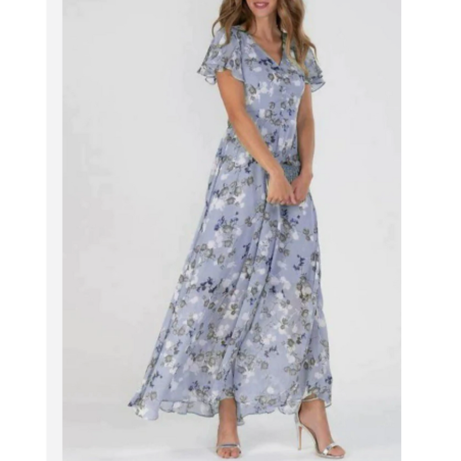 Valentina | Wedding Guest Maxi Dress V-Neck Flutter Sleeve
