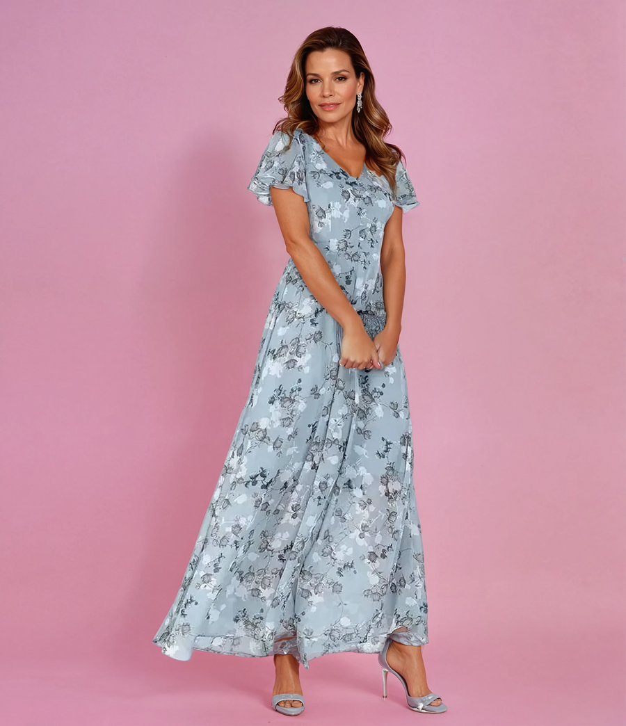 Grace | Wedding Guest Maxi Dress Tiered V-Neck