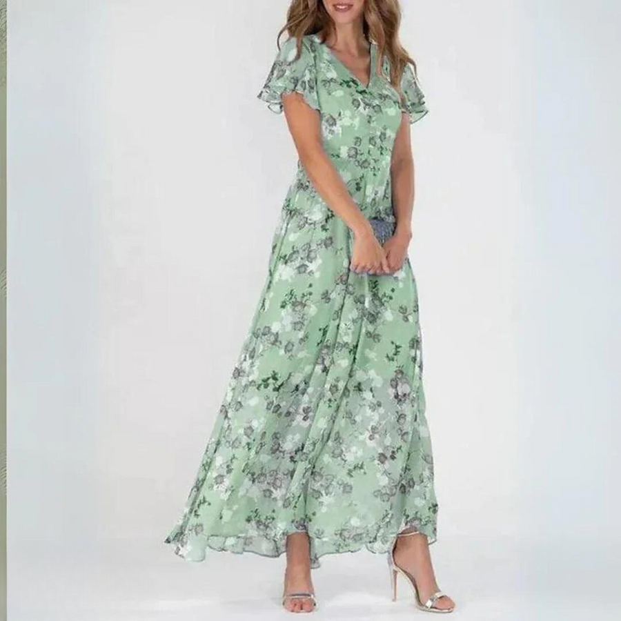 Grace | Wedding Guest Maxi Dress Tiered V-Neck