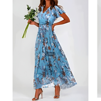 Valentina | Wedding Guest Maxi Dress V-Neck Flutter Sleeve