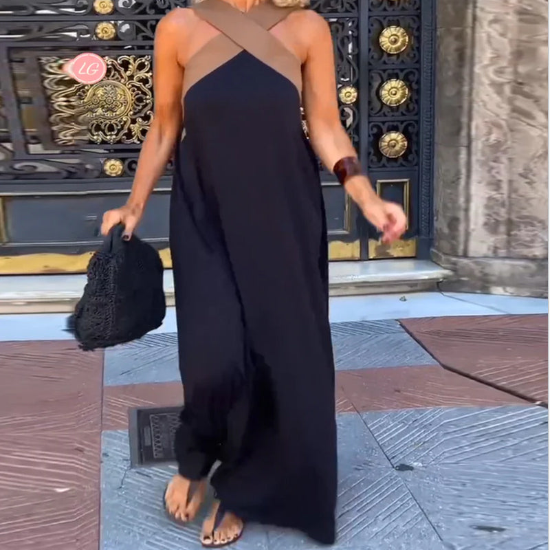 Leona | Halter Maxi Dress V-Neck