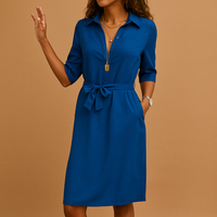 Eleanor | Shirt Dress Belted Three Quarter Sleeve
