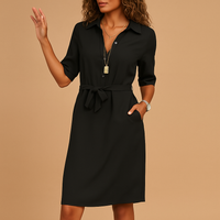 Eleanor | Shirt Dress Belted Three Quarter Sleeve