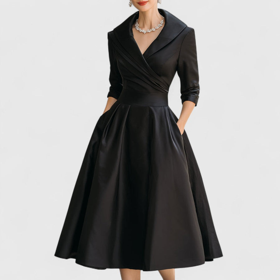 Lorraine | Wrap A-Line Midi Dress Long Sleeve
