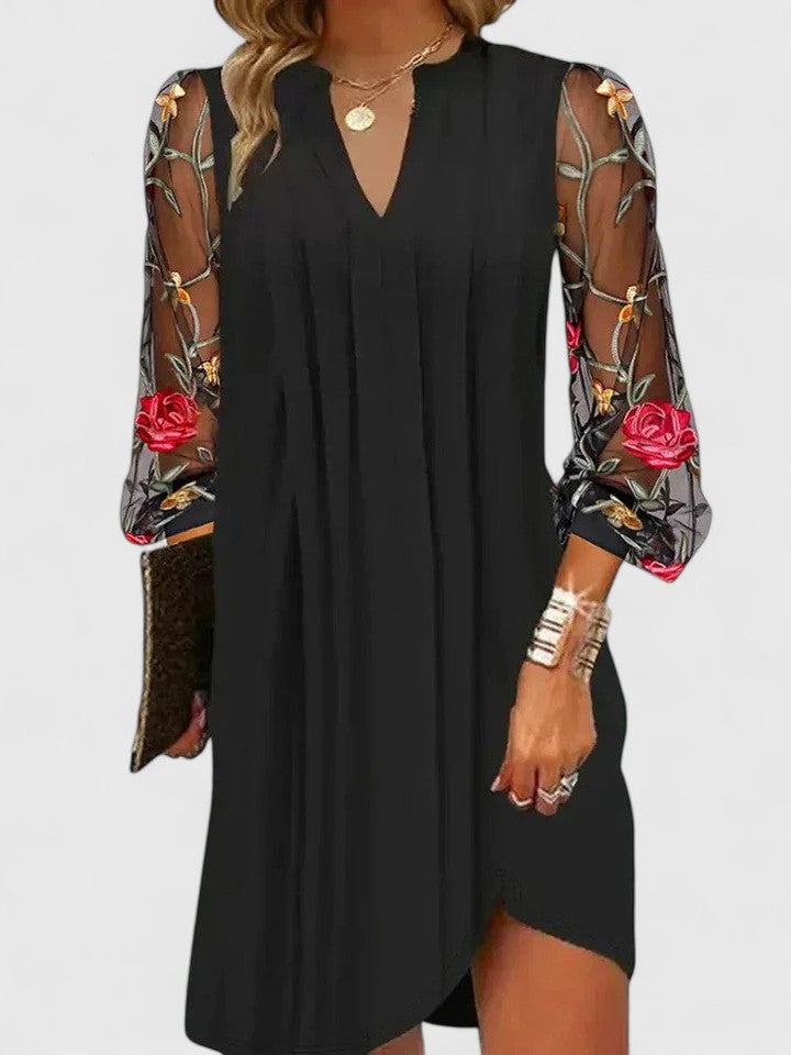 Ophelia | Embroidered Mini Dress with Long Sleeve